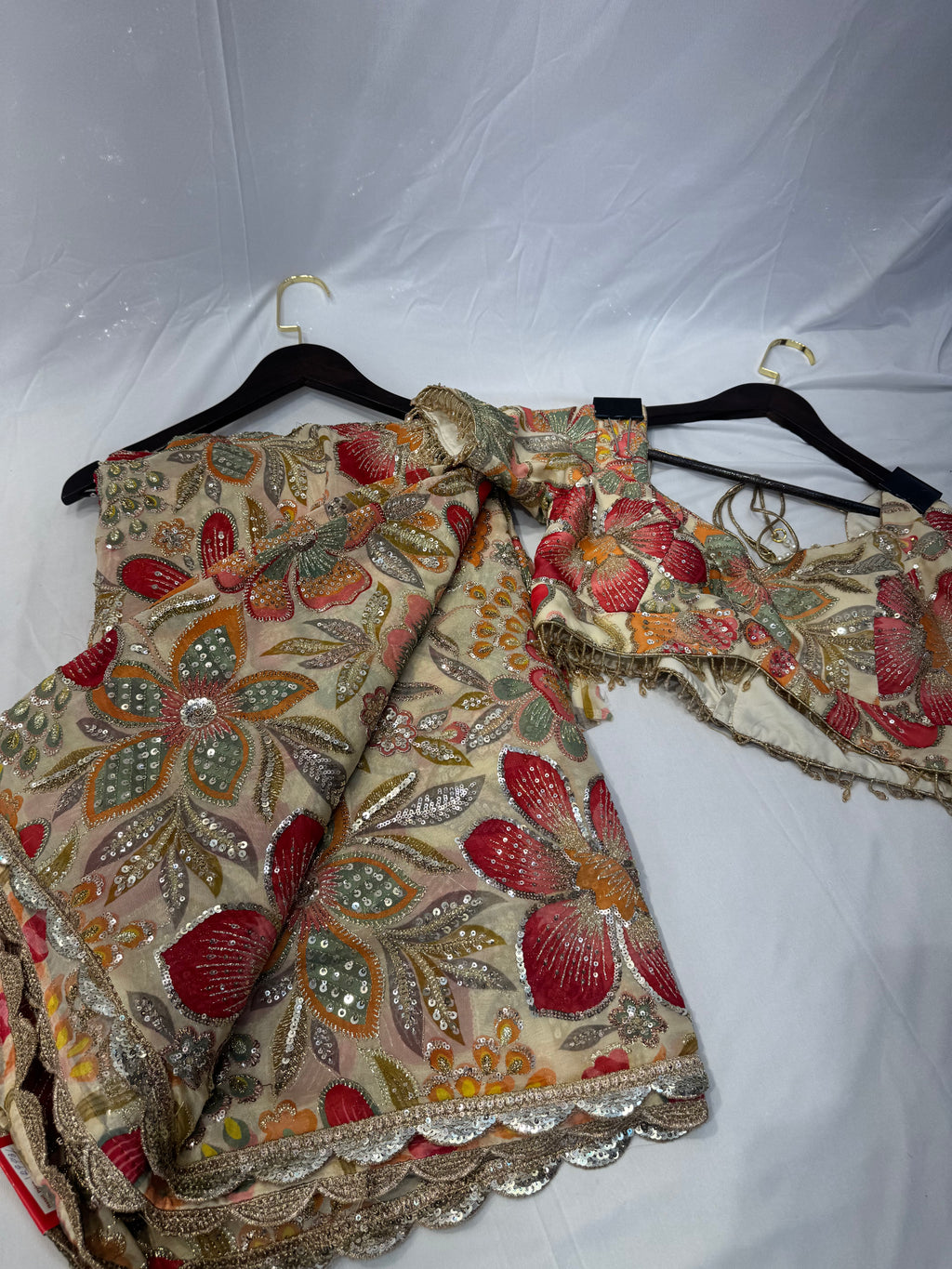 Luxe floral handwork designer saree