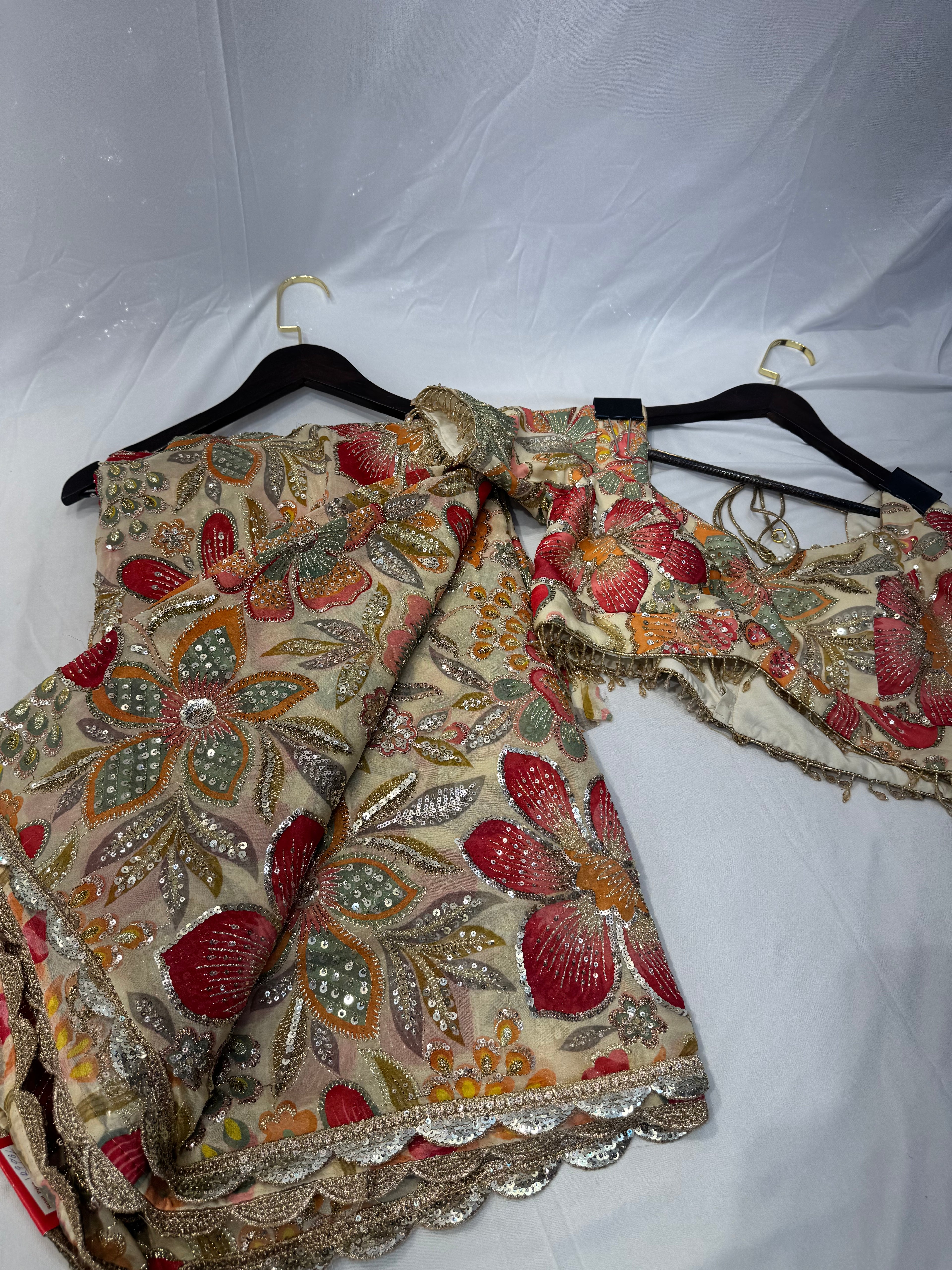 Luxe floral handwork designer saree