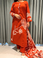 Rust cotton kurta set