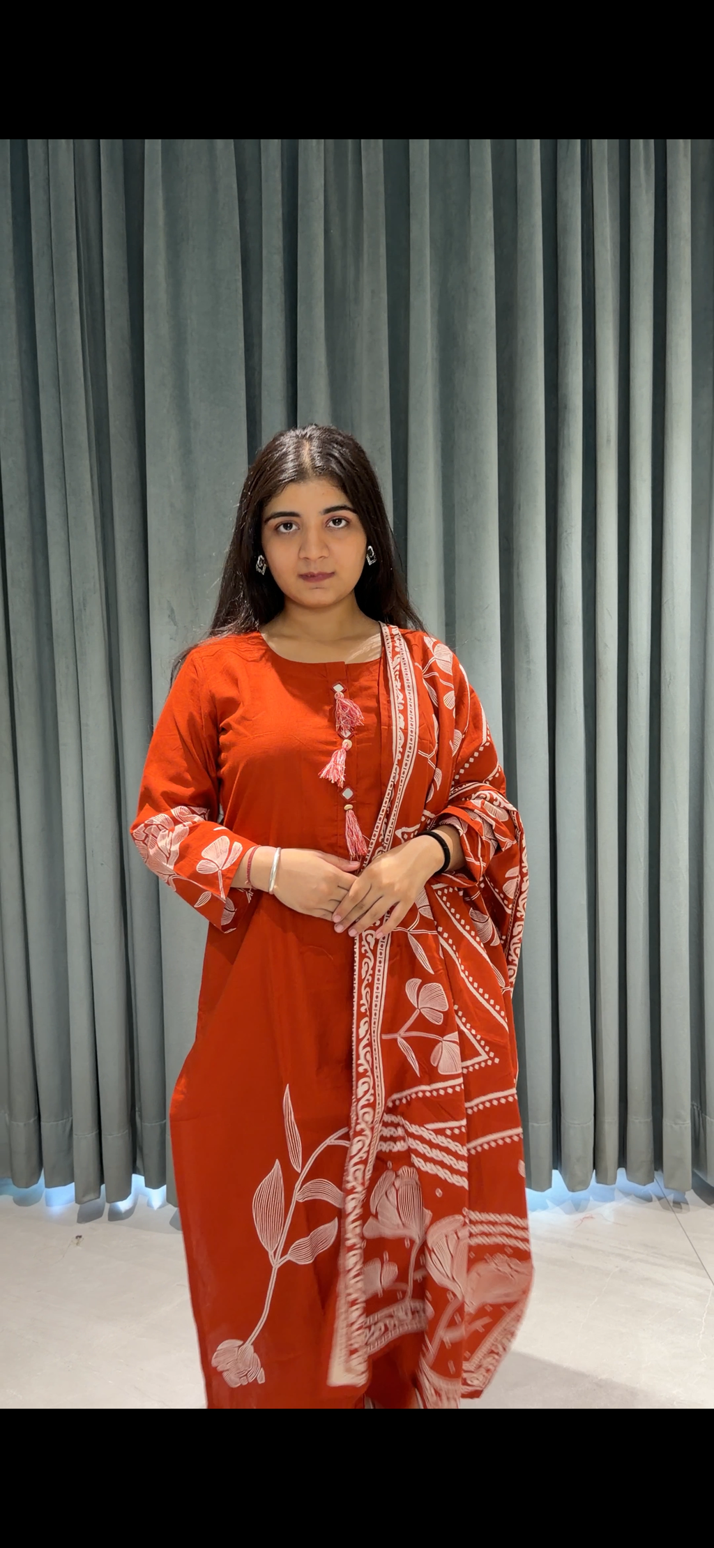 Rust cotton kurta set