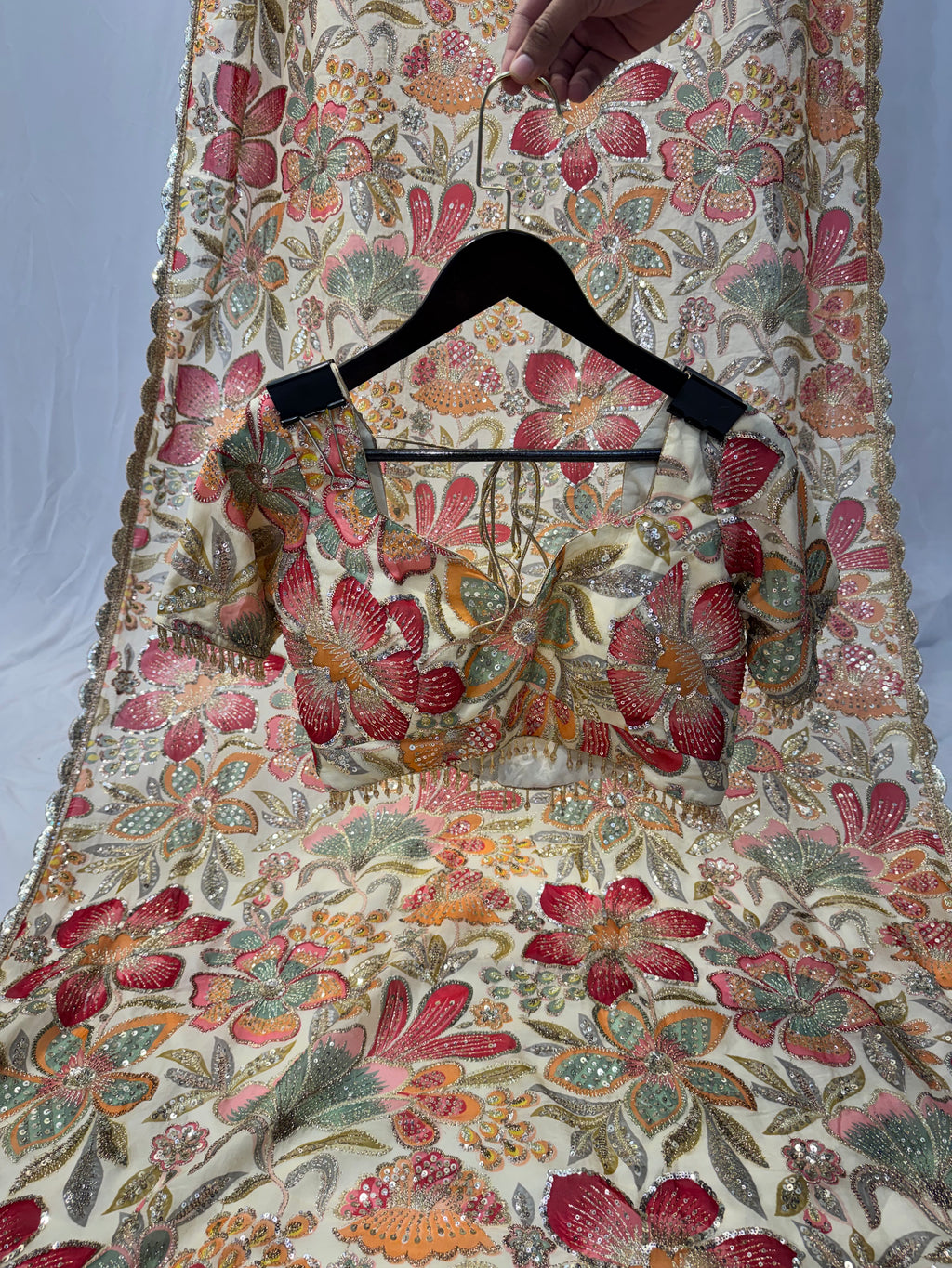 Luxe floral handwork designer saree