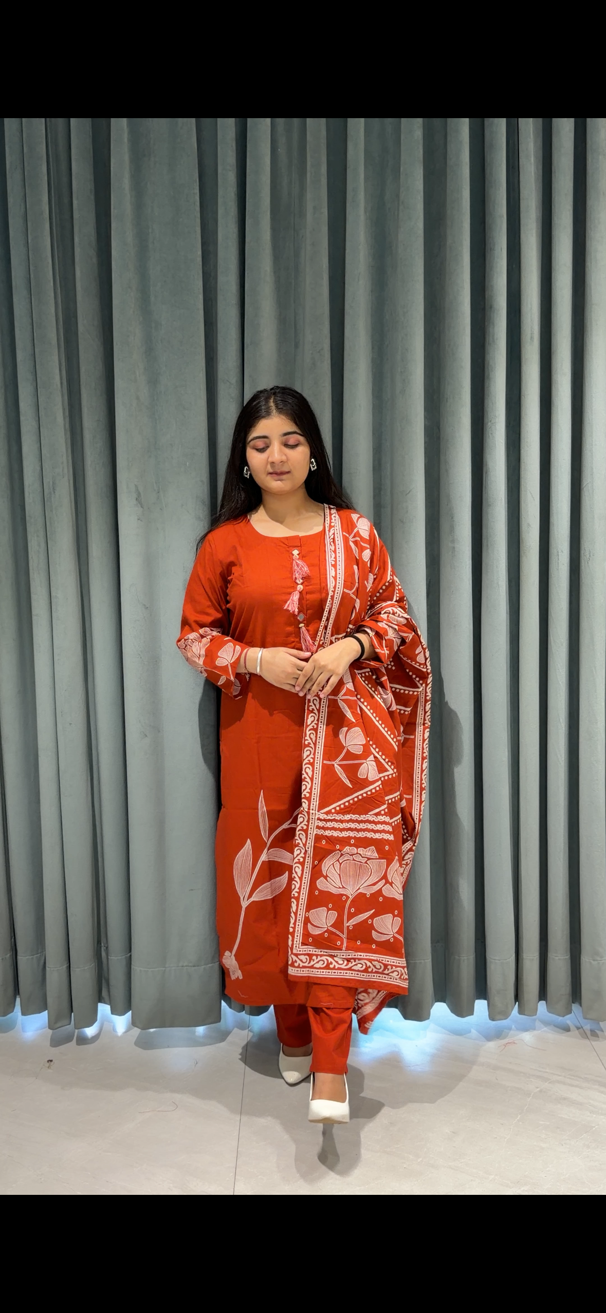 Rust cotton kurta set