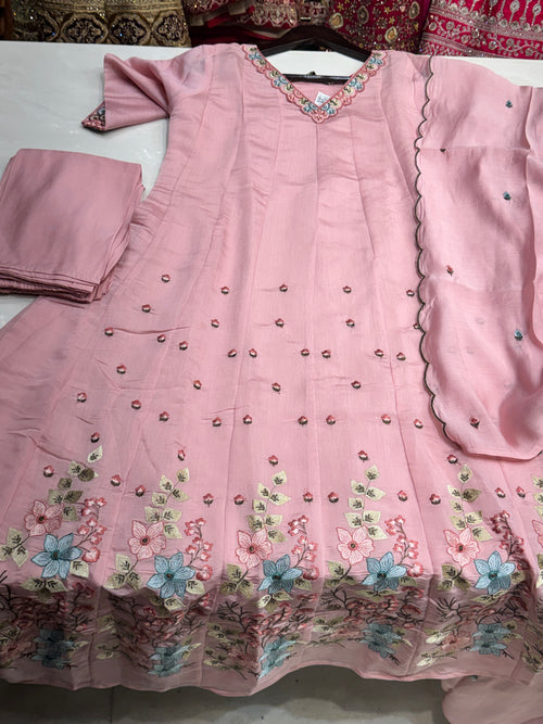 A line mul chanderi suit