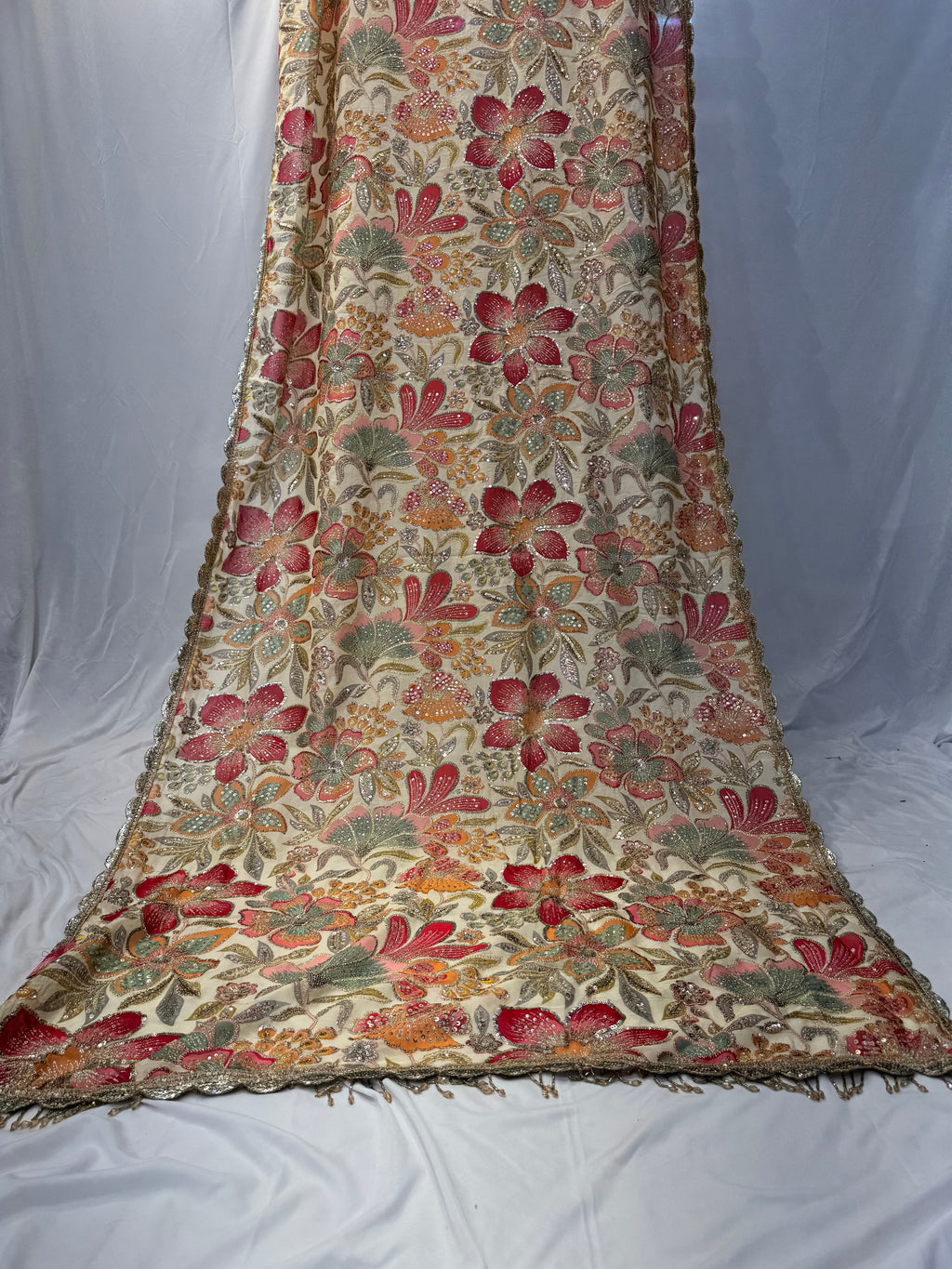 Luxe floral handwork designer saree