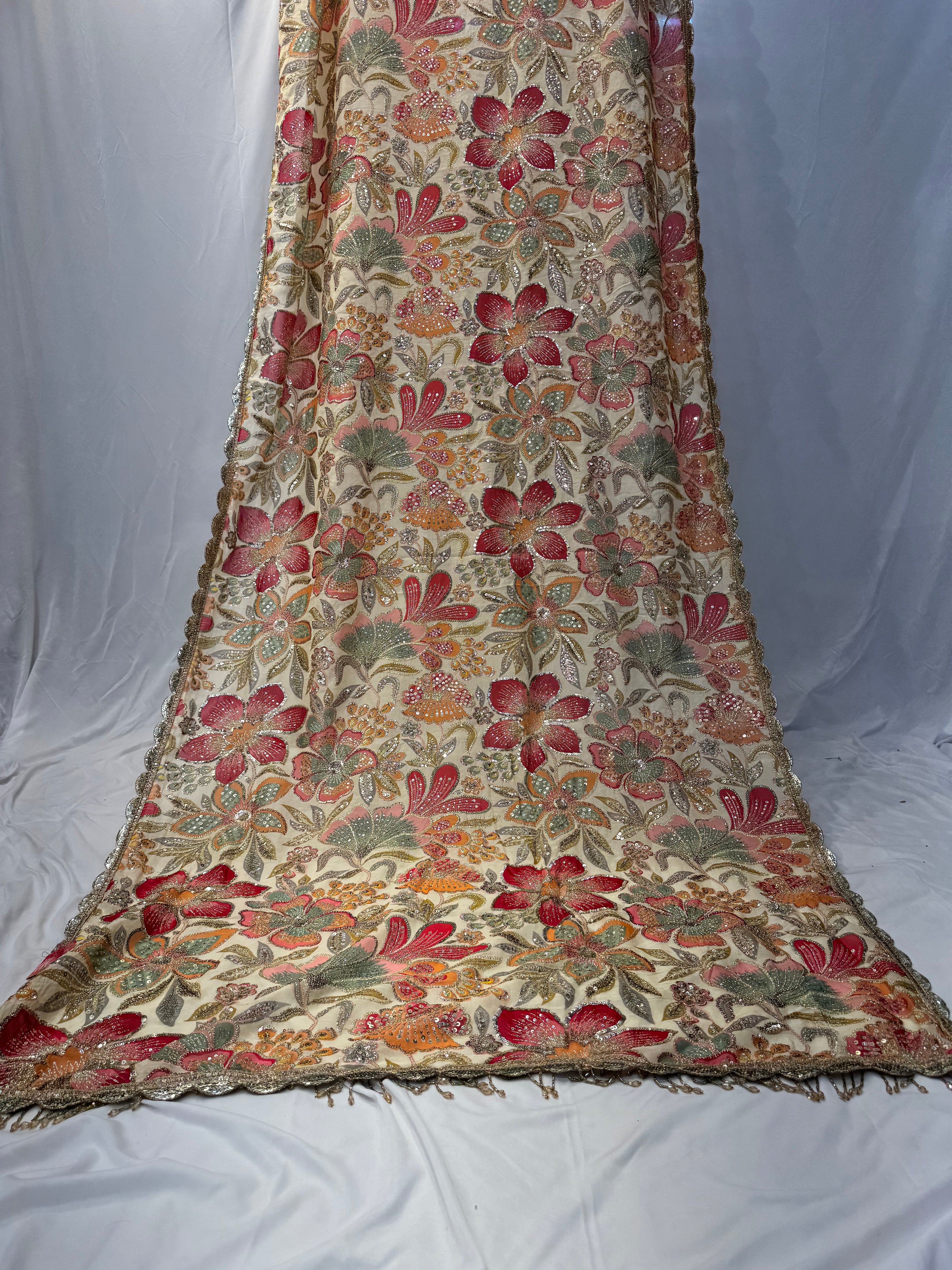 Luxe floral handwork designer saree