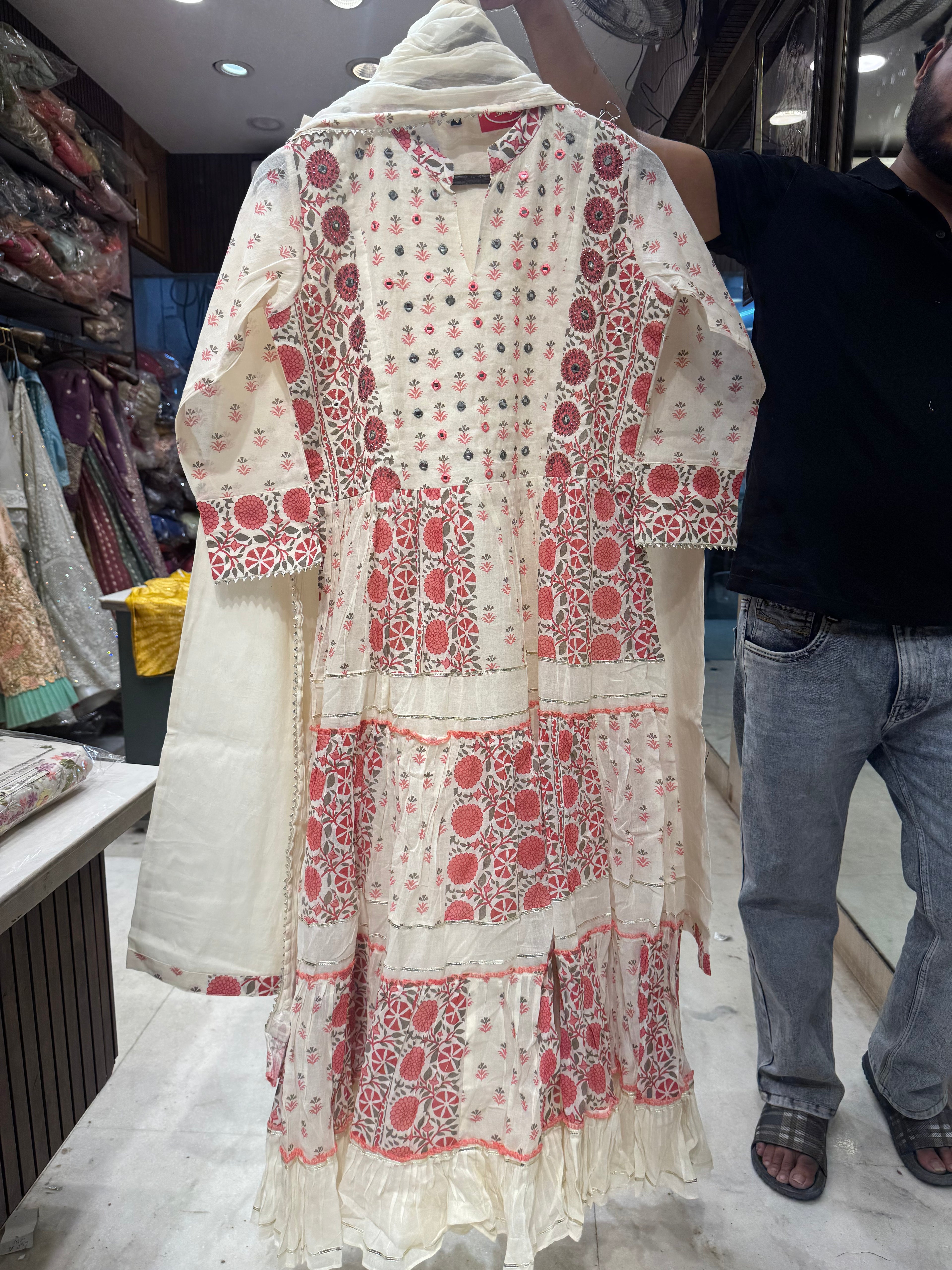 Off white anarkali set