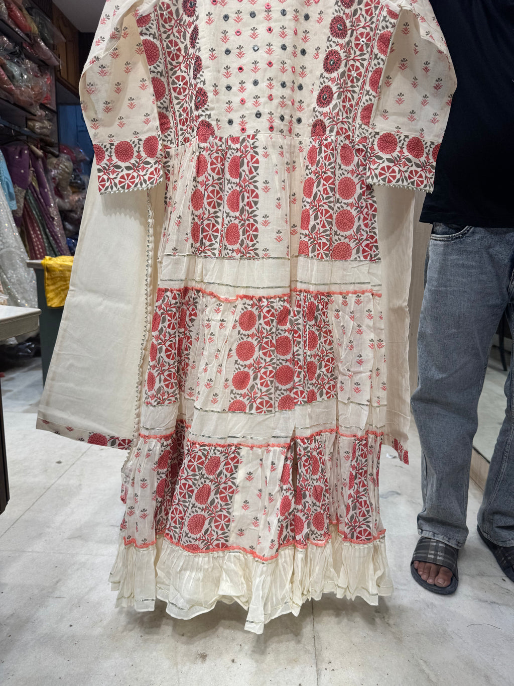 Off white anarkali set