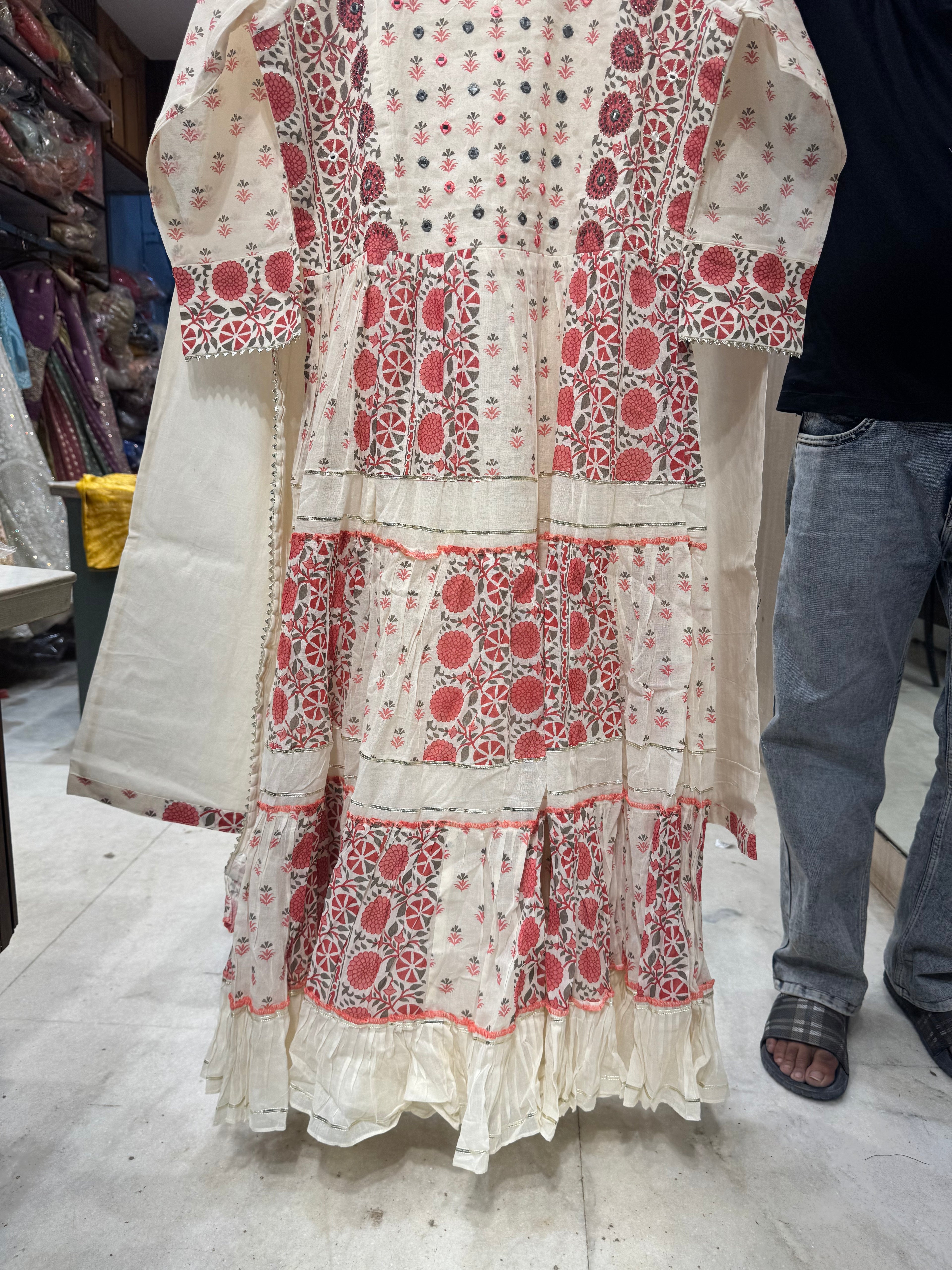 Off white anarkali set