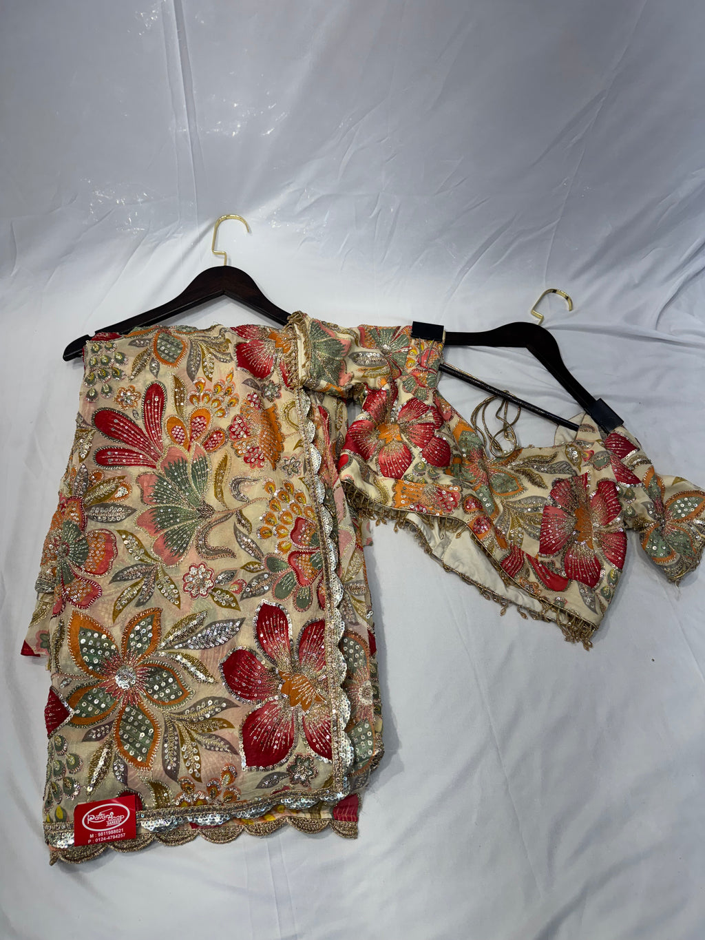 Luxe floral handwork designer saree