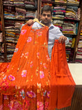 Rust colour chinon anarkali suit
